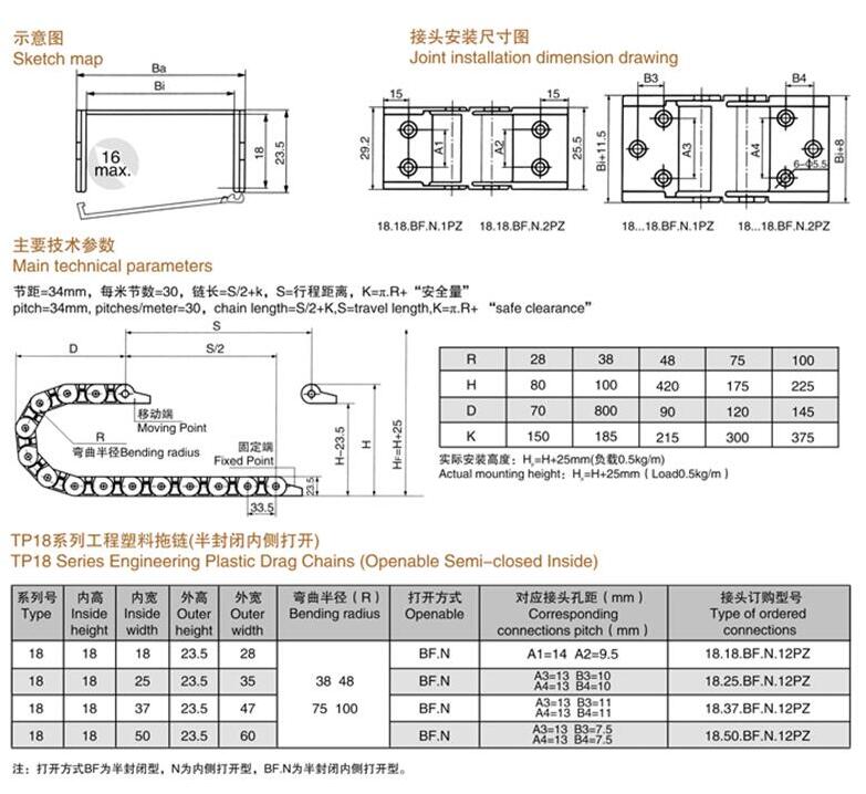 TP18系列桥式塑料拖链
